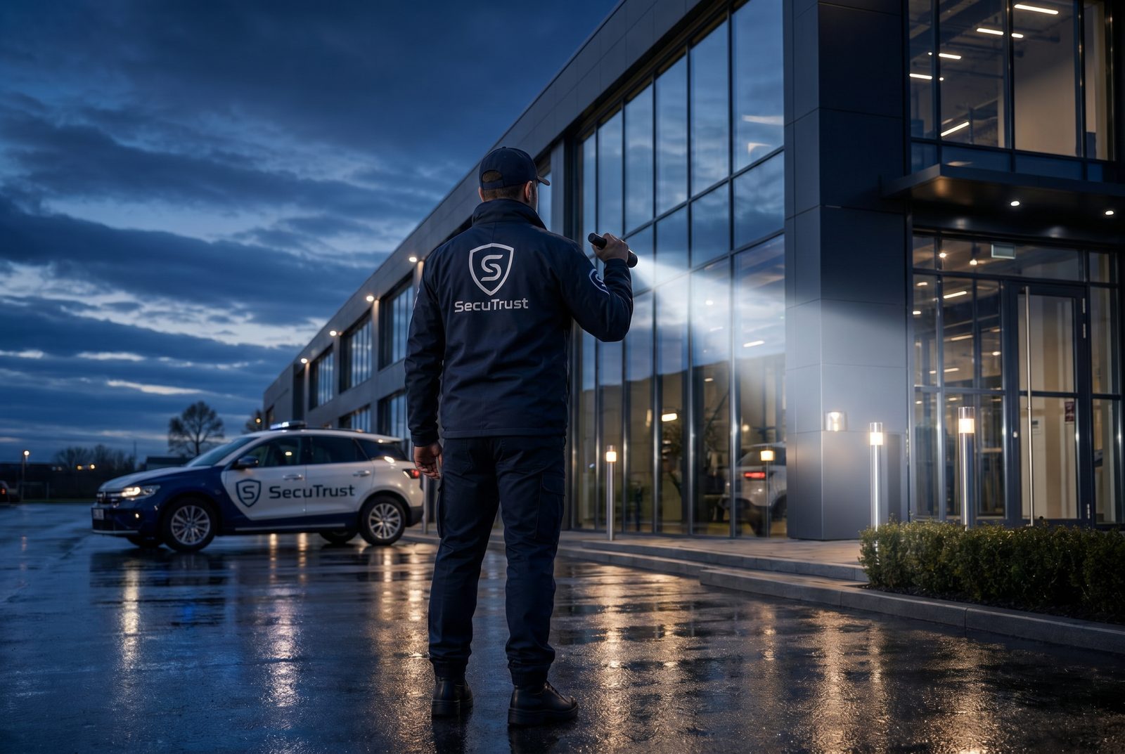 Mobile Sicherheitsstreife bei Nacht